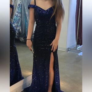 Black Sequin Gown with Slit